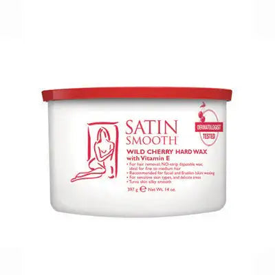 Satin Smooth Wild Cherry and Vitamin E Hard Wax 14 oz can, sweet cherry hard wax for sensitive area waxing