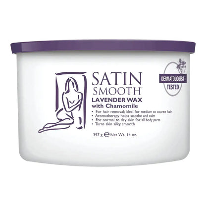 Satin Smooth Lavender Soft Wax with Chamomile 14 oz can, lavender-scented soft strip wax