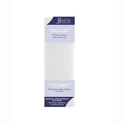 Satin Smooth Large Non-Woven Cloth Waxing Strips 100 ct, 3 by 9 inch synthetic body waxing strips