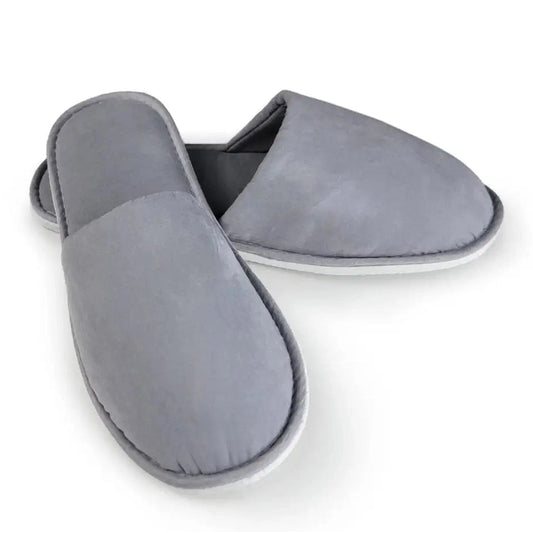 Boca Terry Unisex Closed Toe Chamois Slipper - OSFA - Grey