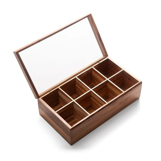 Ironwood Cornwall Tea Box, 8 Compartments, 13.75"x7.5"x4.75"