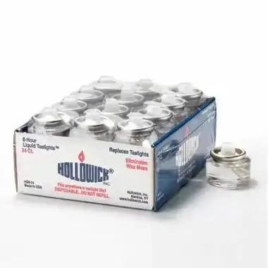 8 HR Disposable Liquid Tealight Candles Shelf Pack 24-Pack 12 per Master Case