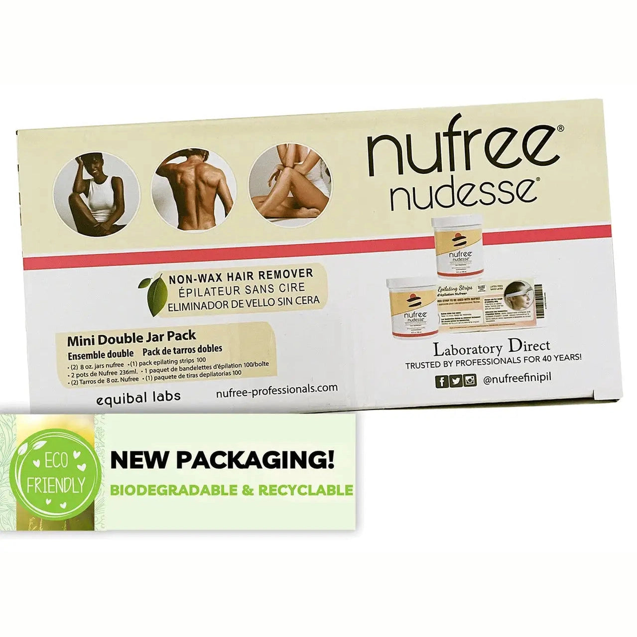 NuFree Nudesse Mini Double Jar Pack two 8oz jars with strips, detail view