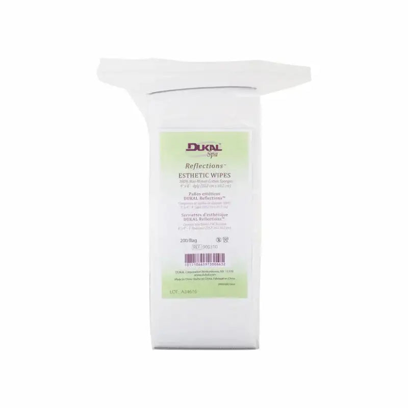 Dukal Reflections non-woven esthetic wipes 4x4 sleeve of 200, 4-ply rayon poly blend