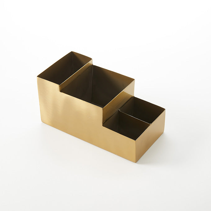 Gold 4 compartment coffee caddy in gold stainless steel