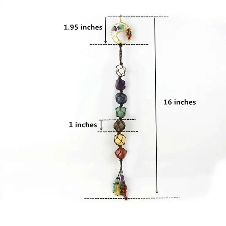 16" 7 Chakra Tree of Life Healing Crystals Door Charm