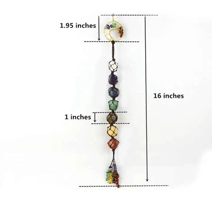 16" 7 Chakra Tree of Life Healing Crystals Door Charm