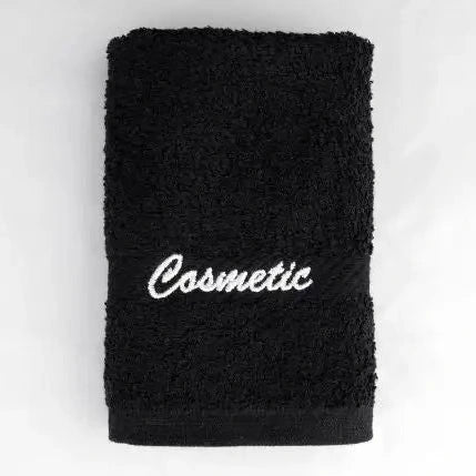 Black Towel w/ "Cosmetic" Embroidered