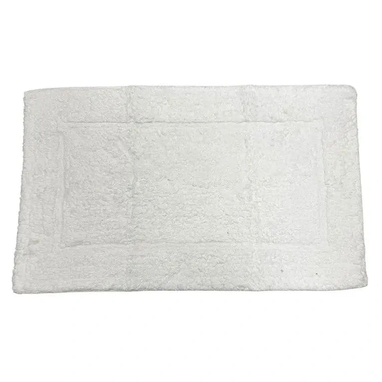Boca Terry Bathroom Rug - White with Latex Backing & Framed Border