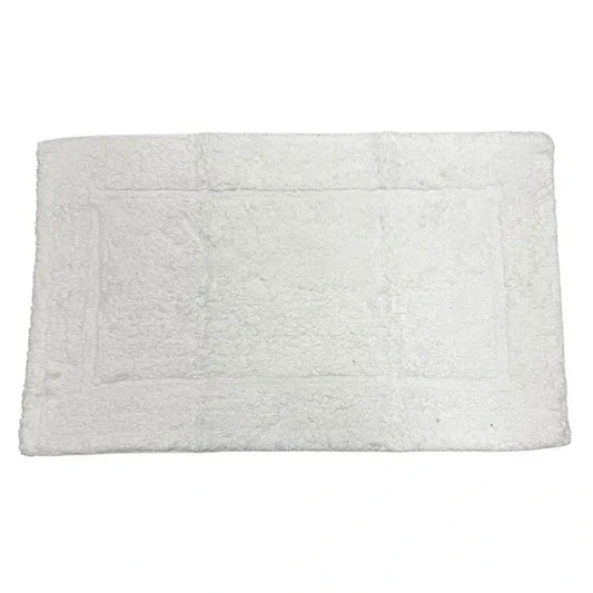 Boca Terry Bathroom Rug - White with Latex Backing & Framed Border