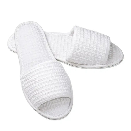 Boca Terry Unisex Open Toe Waffle Slipper - OSFA - White