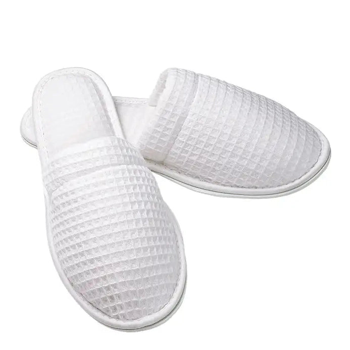 Boca Terry Unisex Closed Toe Waffle Slipper - OSFA - White