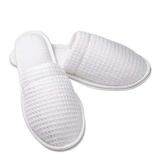 Boca Terry Unisex Closed Toe Waffle Slipper - OSFA - White