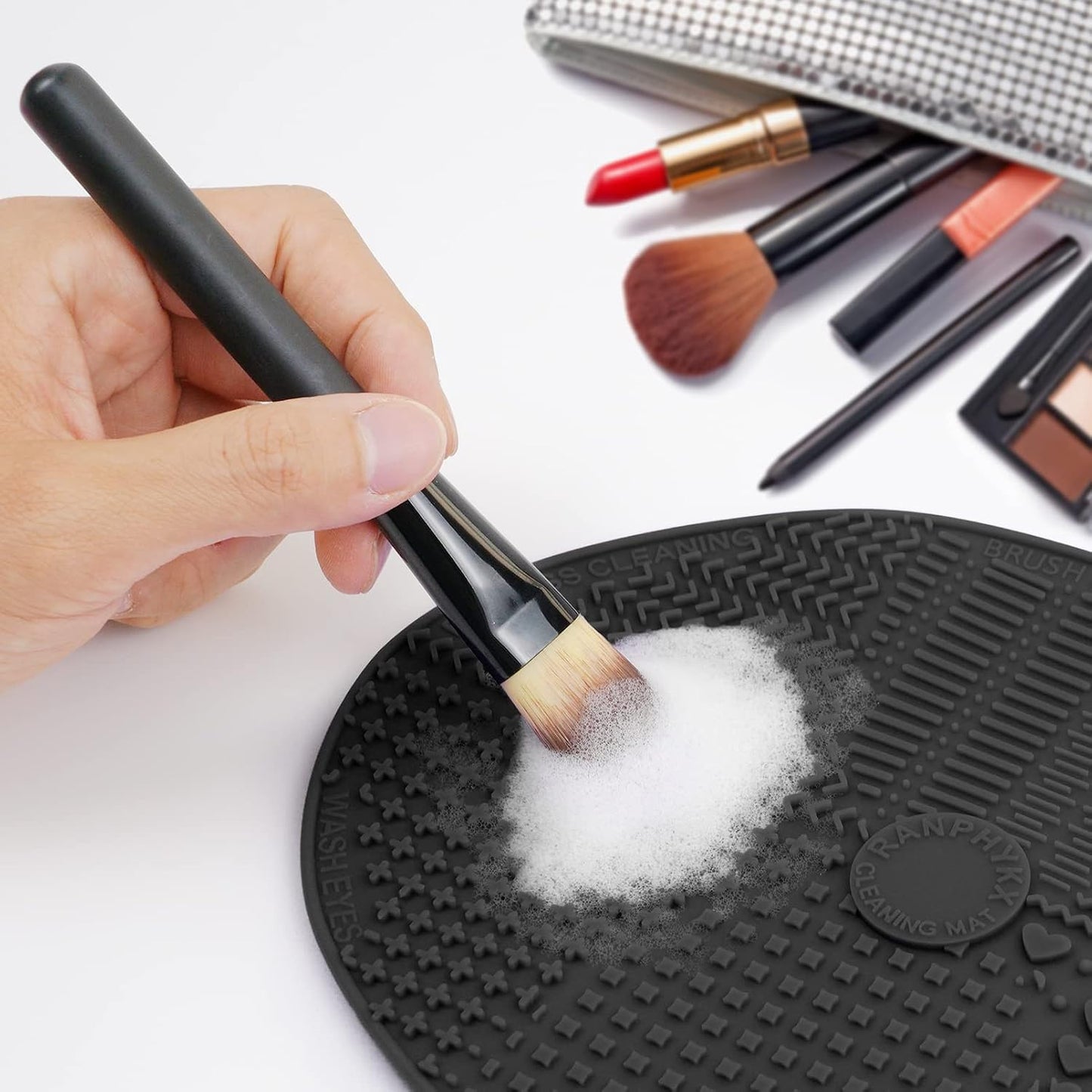 Silicone Brush Cleaning Mat with Suction Cups