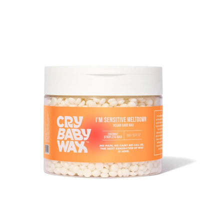 Crybaby Wax I'm Sensitive Meltdown hard wax beads 6.5 oz tub, vegan stripless formula for sensitive skin