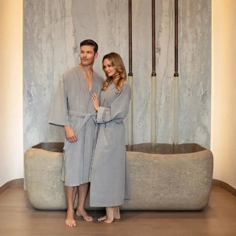 Boca Terry Cat's Eye Poly/Nylon Kimono Robe - OSFM - Grey