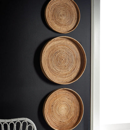 CANE RATTAN ROUND TRAYS, SET OF 3 - view 2
