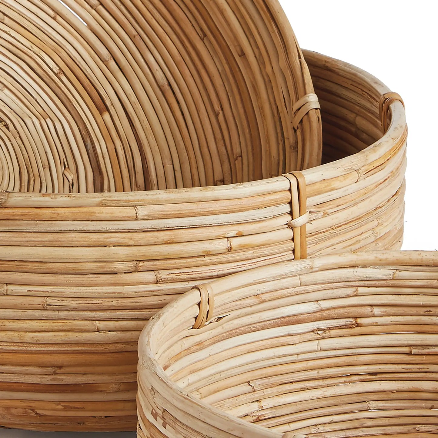 CANE RATTAN LOW BASKETS, SET OF 3 - view 4