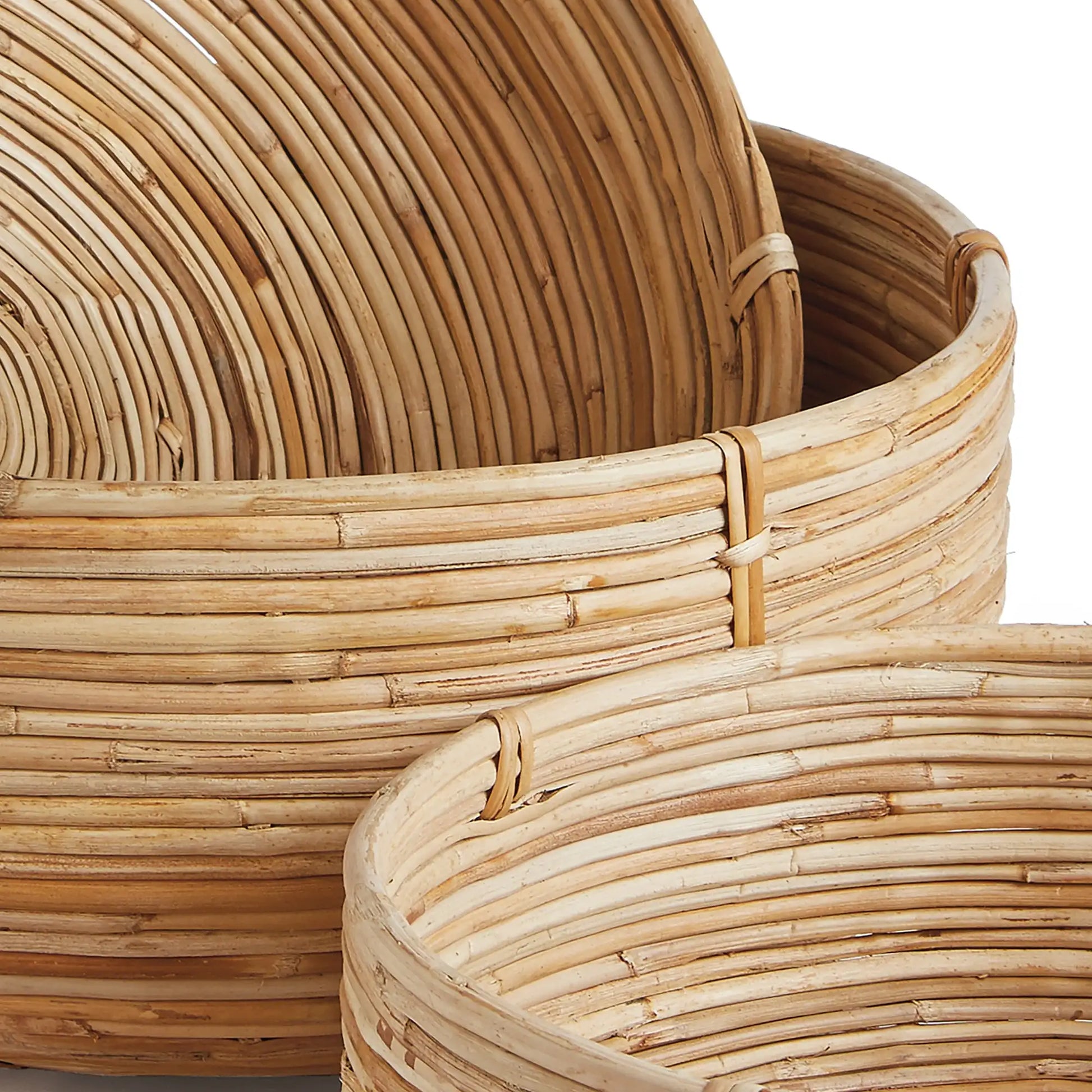 CANE RATTAN LOW BASKETS, SET OF 3 - view 4