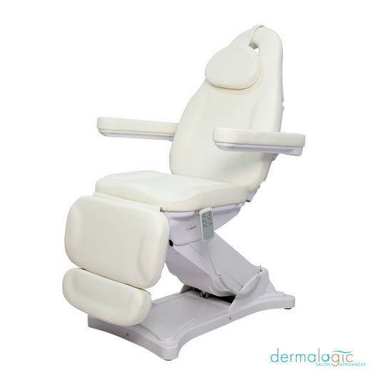 AYC Benton electric facial and massage bed in white synthetic leather