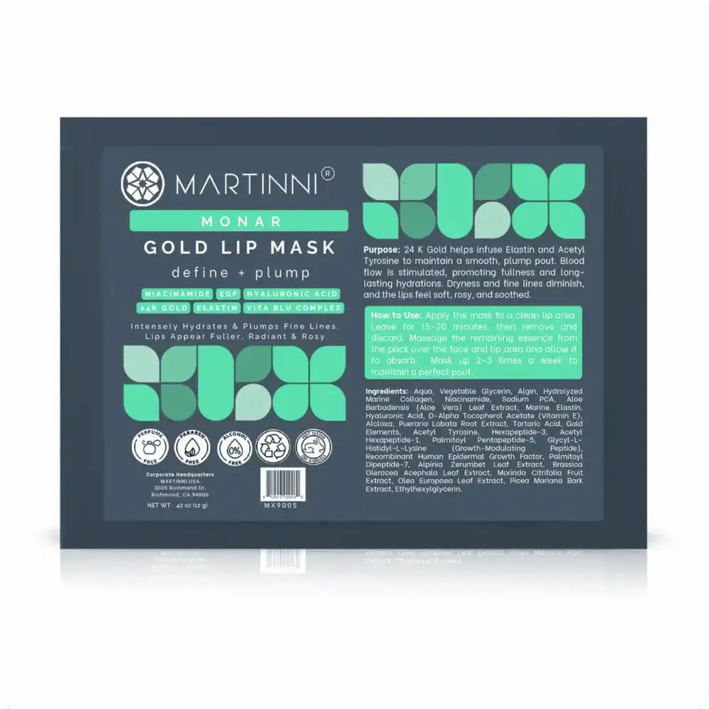 Martinni 24K Gold Lip Collagen Gel Mask - 3 Pack