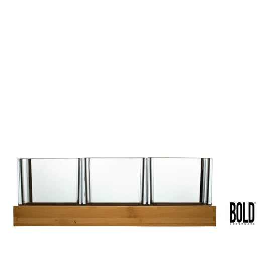 Botanical 4.75" Square Jar w/ Long Bamboo Tray 12.5"