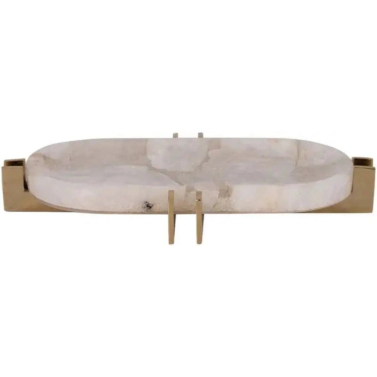 White Quartz Tray w/Gold Frame