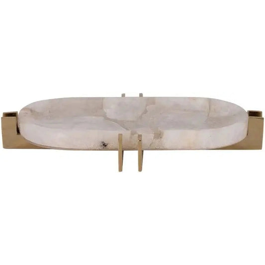 White Quartz Tray w/Gold Frame