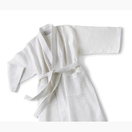 Boca Terry 100% Cotton Basic Waffle Kimono Robe - White