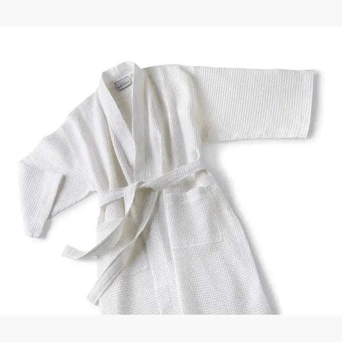 Boca Terry Diamond Waffle Kimono Robe w/Navy Piping - Large