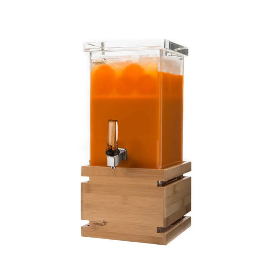 Square 1 Gal. Beverage Dispenser with Bamboo Base- 1 EA 3.78 L