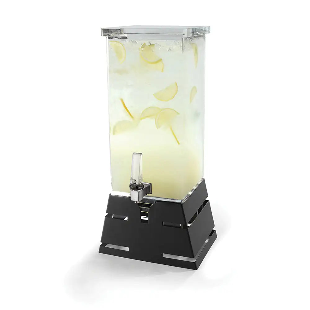 Square 4 Gal. Beverage Dispenser with Black Matte Pyramid Base- 1 EA 15.14 L