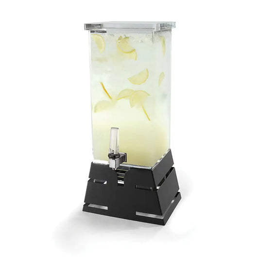 Square 4 Gal. Beverage Dispenser with Black Matte Pyramid Base- 1 EA 15.14 L