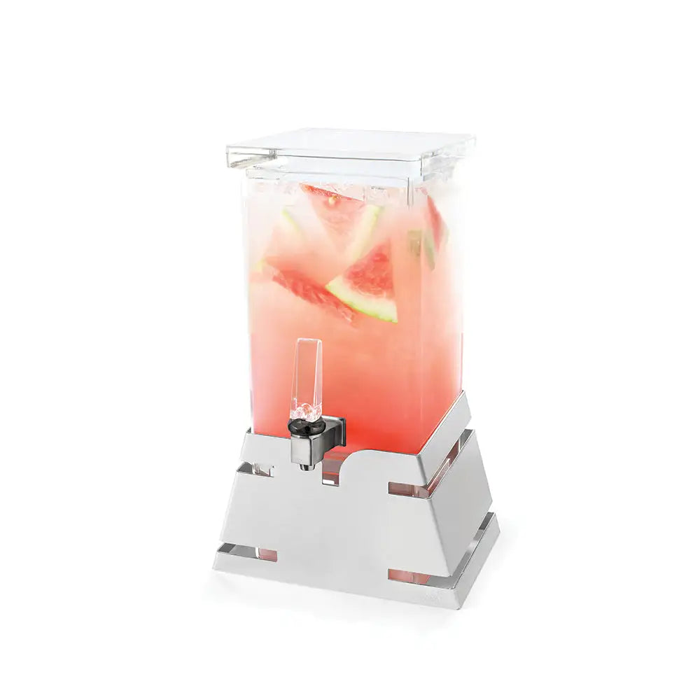 Square 1 Gal. Beverage Dispenser with Stainless Steel Pyramid Base- 1 EA 3.78 L