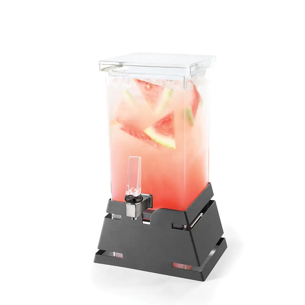 Square 1 Gal. Beverage Dispenser with Black Matte Pyramid Base- 1 EA 3.78 L