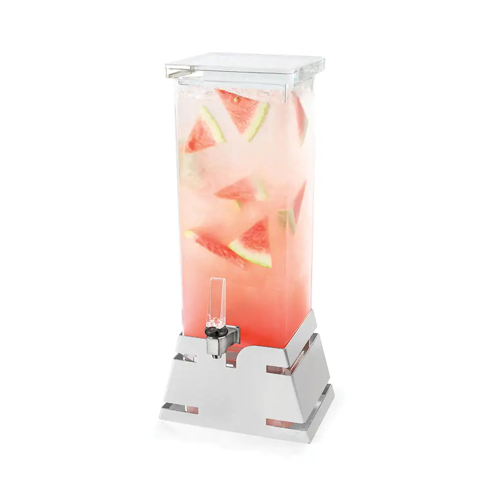 Square 2 Gal. Beverage Dispenser with Stainless Steel Pyramid Base- 1 EA 7.57 L