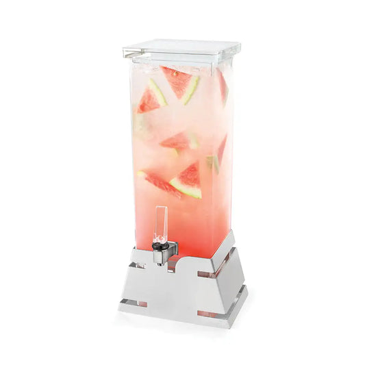 Square 2 Gal. Beverage Dispenser with Stainless Steel Pyramid Base- 1 EA 7.57 L