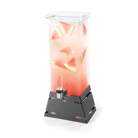 Square 2 Gal. Beverage Dispenser with Black Matte Pyramid Base- 1 EA 7.57 L