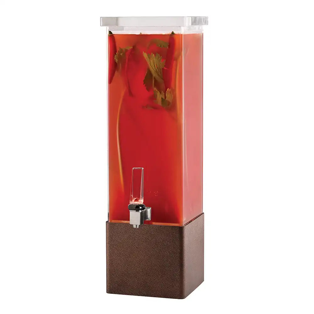 Square 2 Gal. Beverage Dispenser with Bronze Base- 1 EA 7.6 L