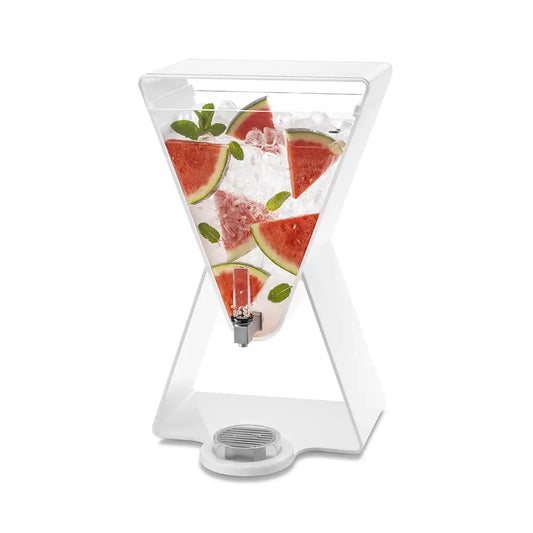 Lucid Prism 3 Gal. White Acrylic Beverage Dispenser with Drip Tray- 1 EA 11.4 L