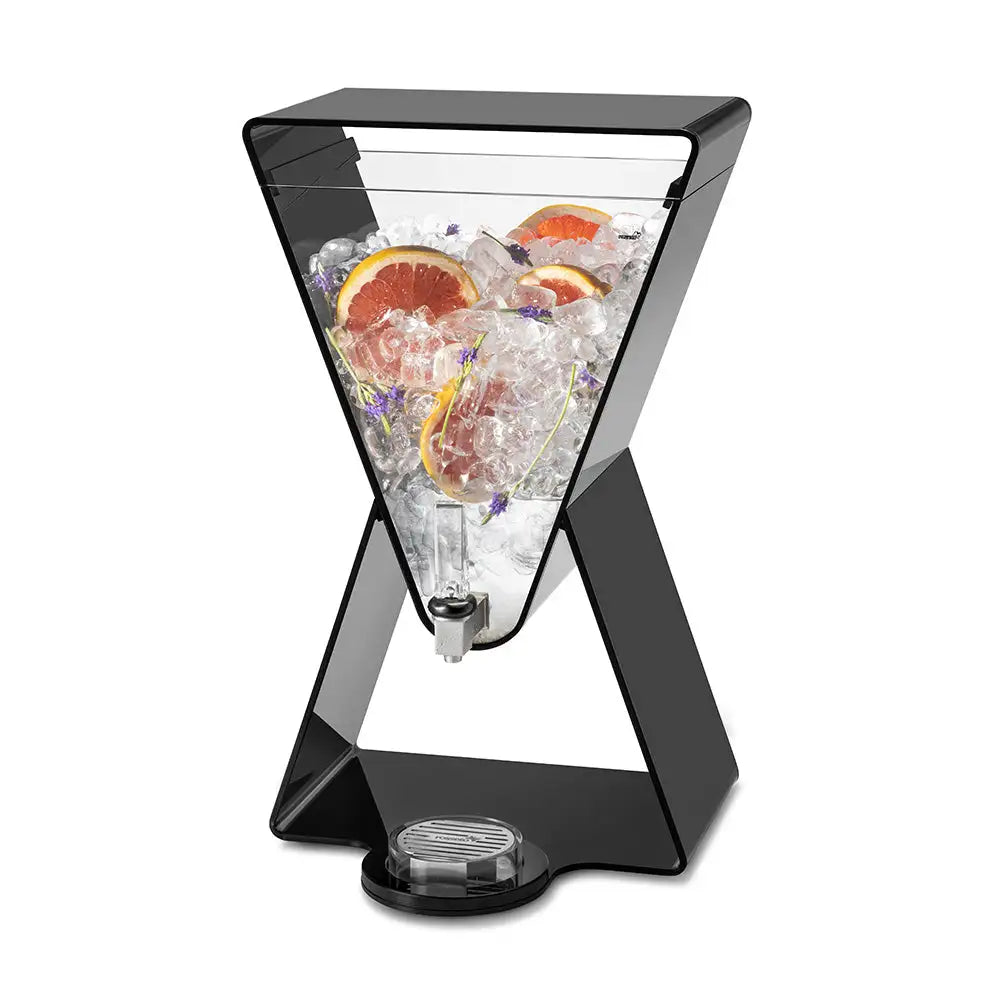Lucid Prism 3 Gal. Black Acrylic Beverage Dispenser with Drip Tray- 1 EA 11.4 L