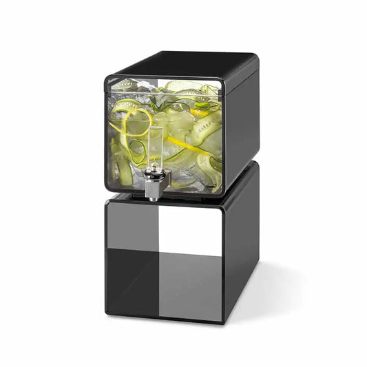Lucid Cuboid 2 Gal. Black Acrylic Beverage Dispenser- 1 EA 7.6 L