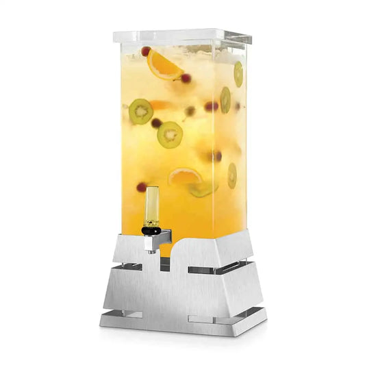 Square 3 Gal. Beverage Dispenser with Stainless Steel Pyramid Base- 1 EA 11.4 L