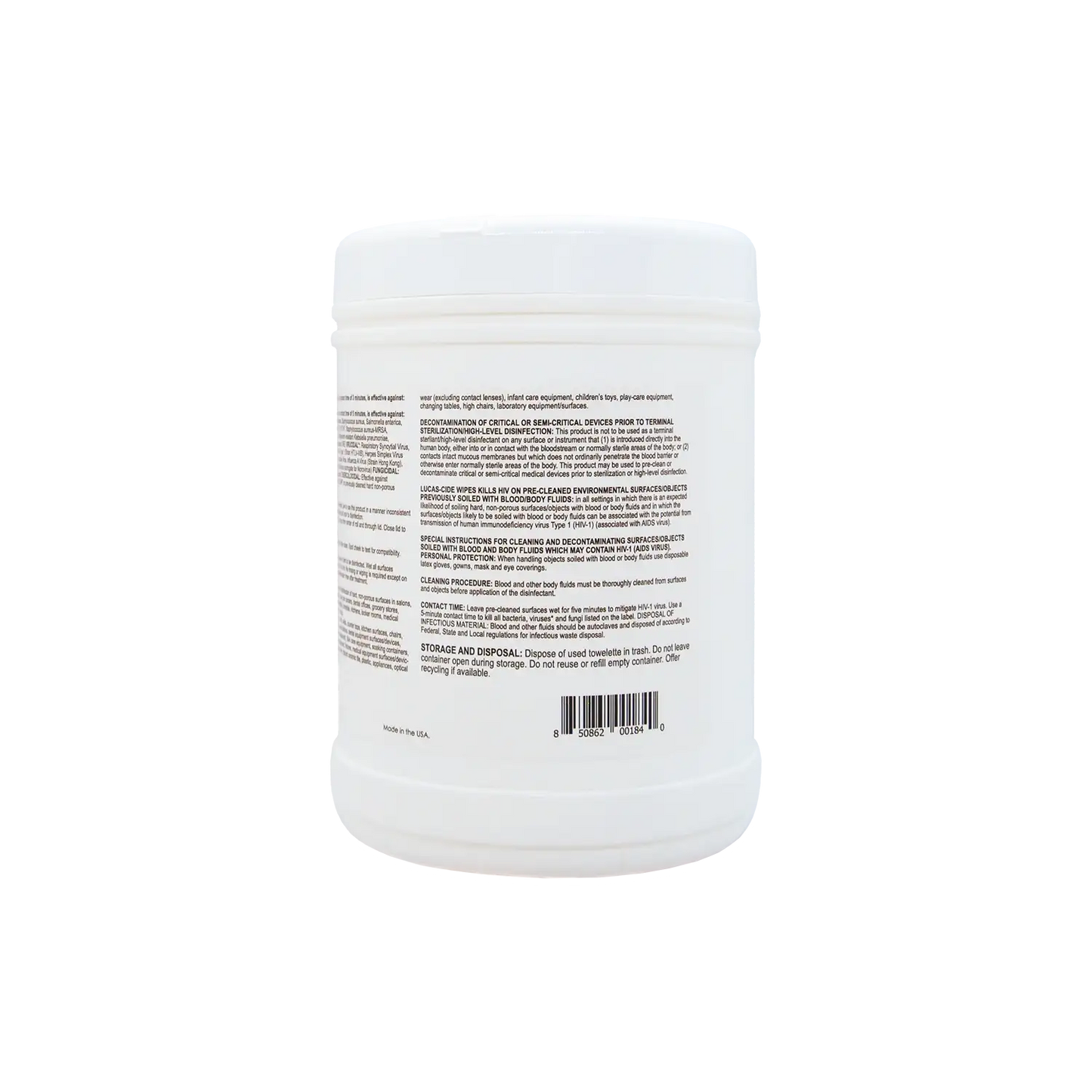 LUCASE-CIDE Wipes - 160 Count