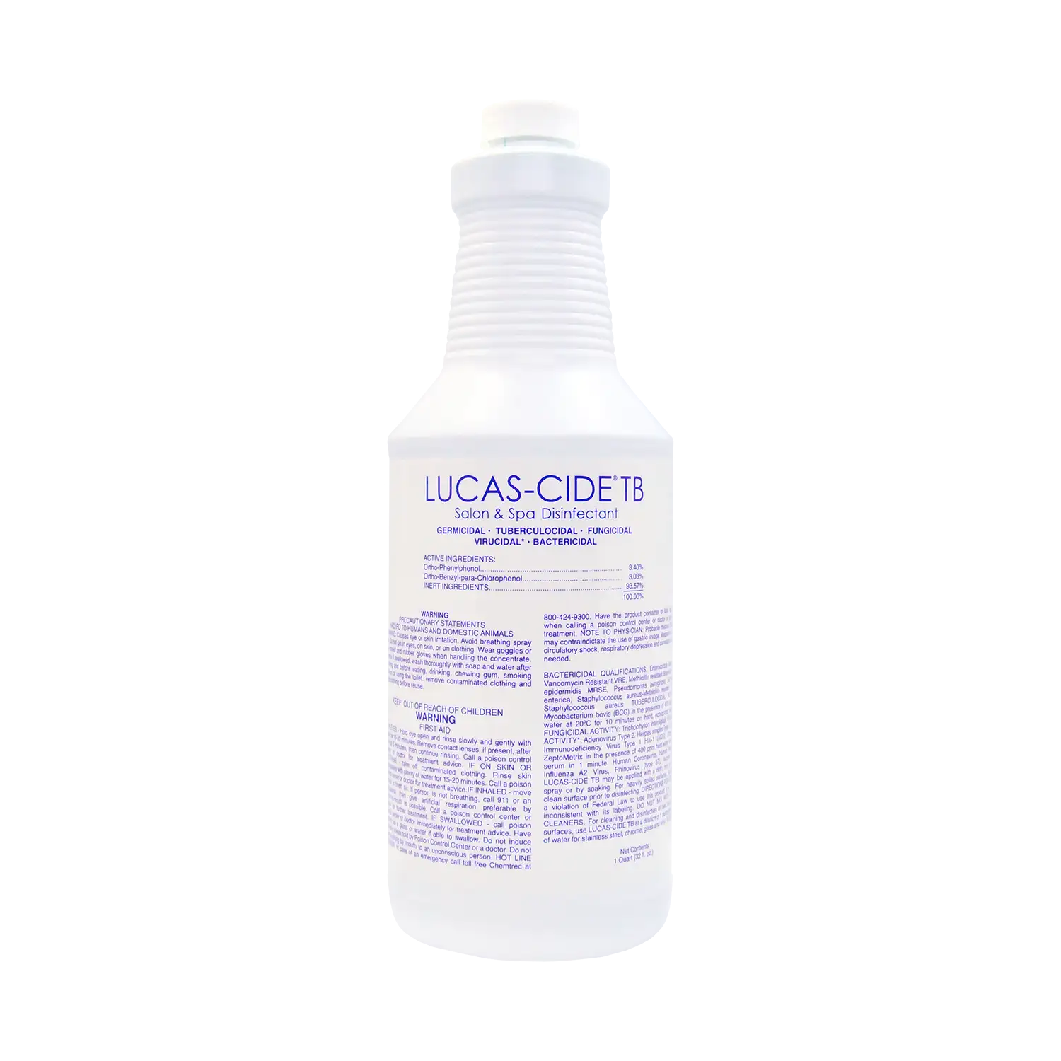 Lucas-Cide TB Disinfectant 32 oz white bottle for salon and spa tuberculocidal cleaning