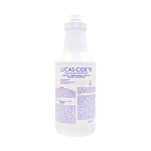 Lucas-Cide TB Disinfectant 32 oz white bottle for salon and spa tuberculocidal cleaning