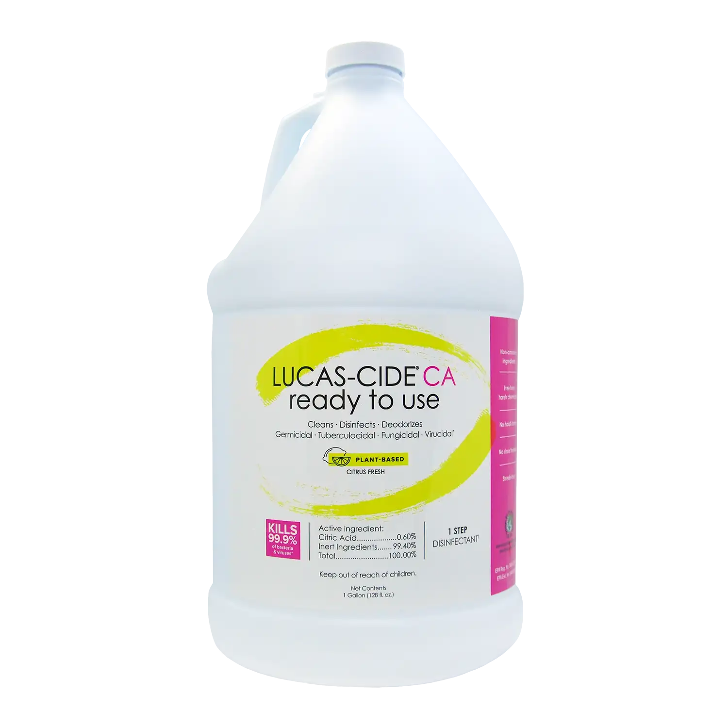 Lucas-Cide ready-to-use plant-based disinfectant gallon front label citrus fresh