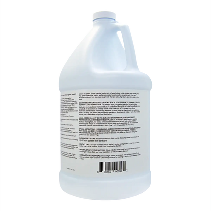 Lucas-Cide CA disinfectant gallon rear label with sterilization and disposal instructions