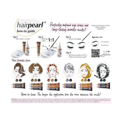 Hairpearl eyebrow tint application guide and shade chart