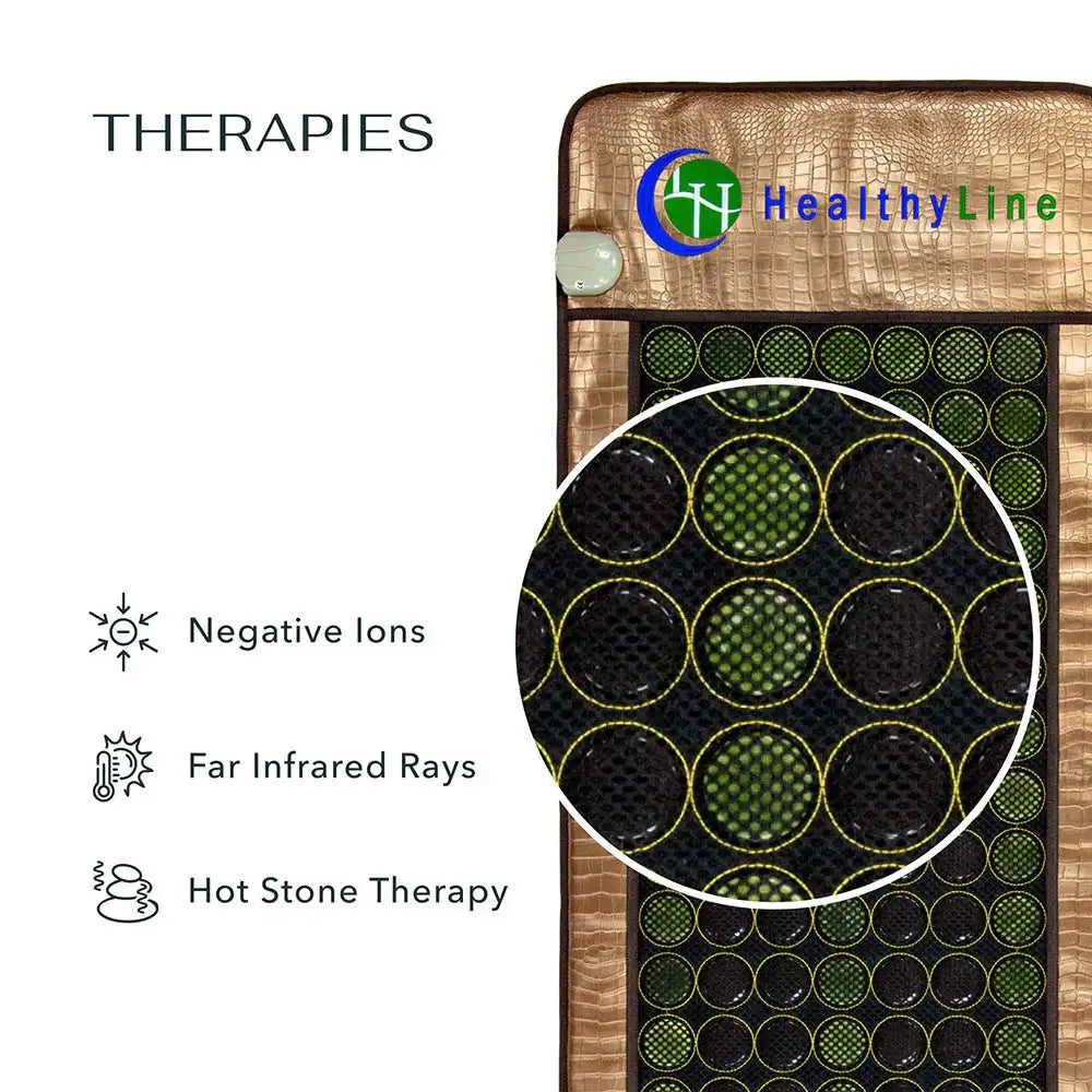HealthyLine mesh heating pad with negative ions and hot stone therapy features